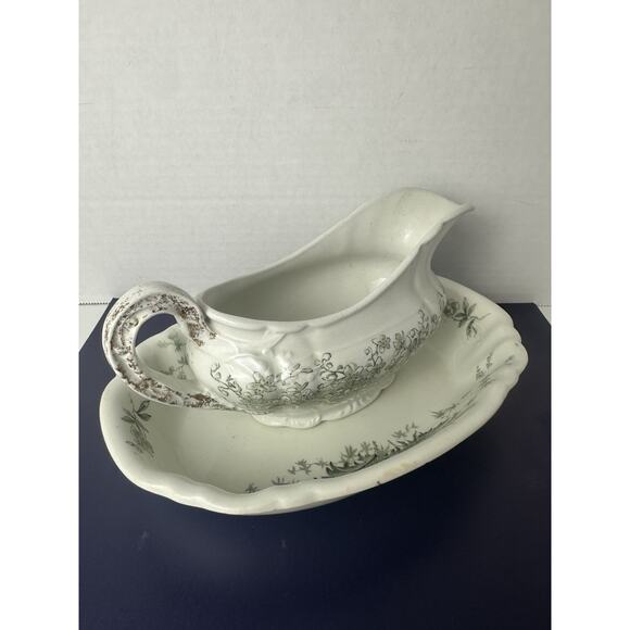 John Edwards Porcelaine de Terre Oval Serving Dish And Gravy Boat England - Picture 2 of 11